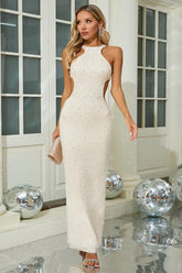 Pearl Crystal Side Cut Out Maxi Dress